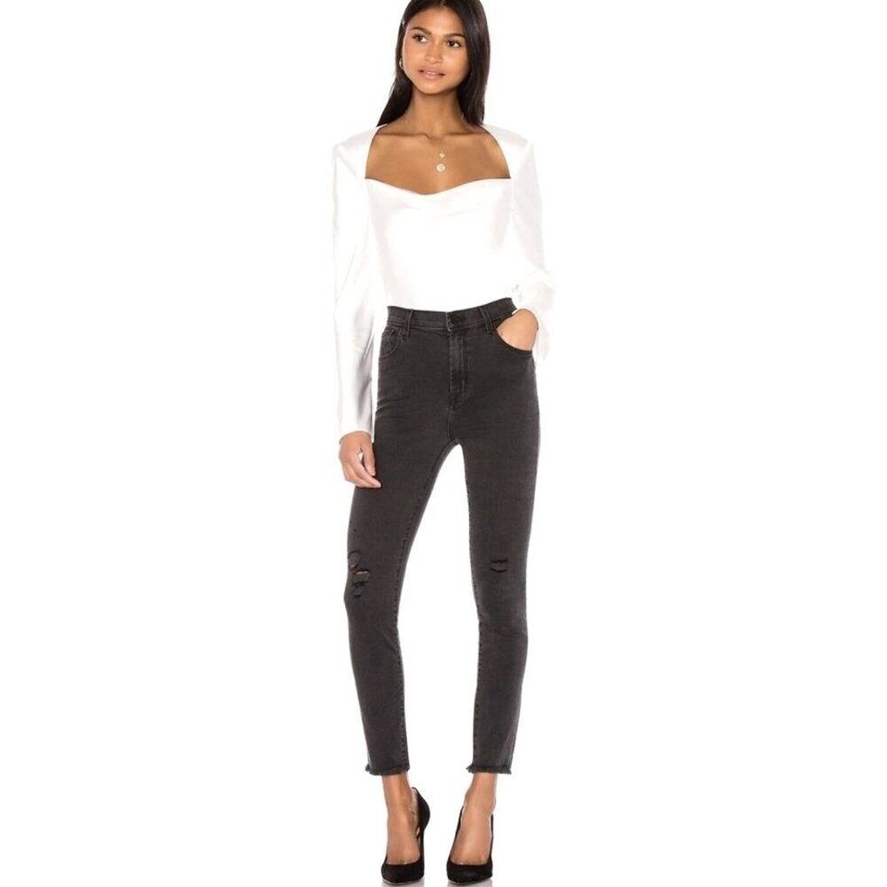 NWT J. Brand Leenah After Hours Distruct Jeans Sz 31 Raw Hem High Rise